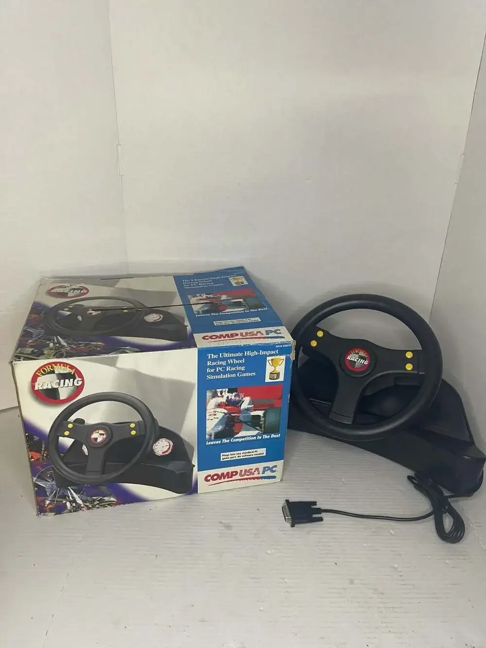 NIB CompUSA PC Formula Racing Ultimate High-Impact PC Racing Wheel